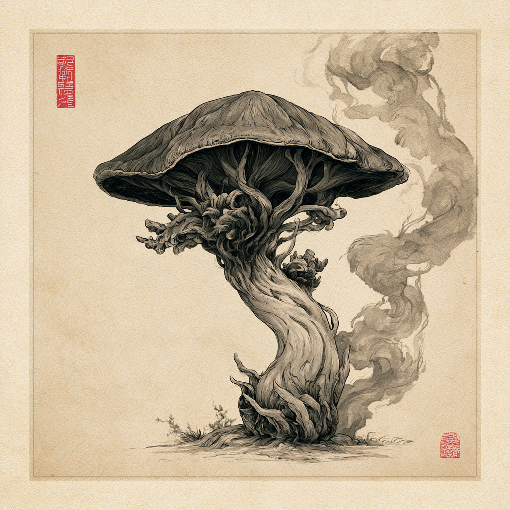 brodyr nonapproachable mycelium bitchnippling in the style of sumi-e