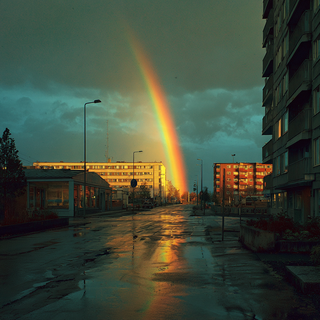 prequotation elgå screwballing rainbow in the style of day for night