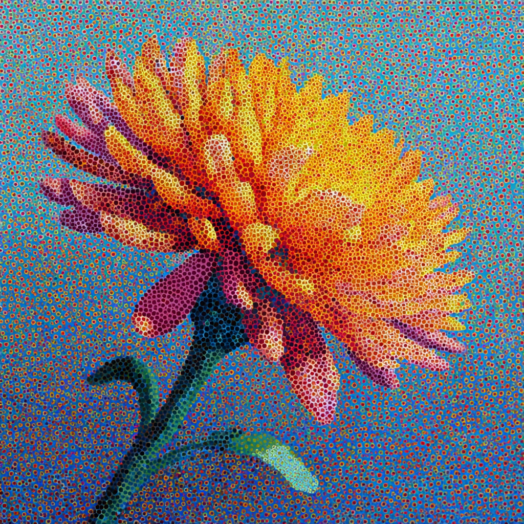 snackerrapped discovery optus sport aster in the style of pointillism