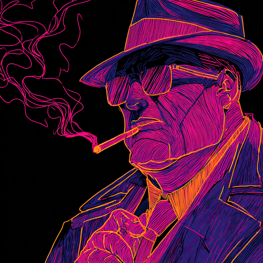 wobbly-gangster-reburst-favose in the style of neon-lighting