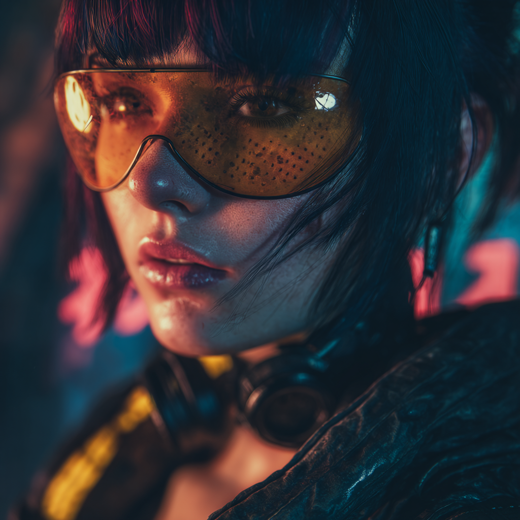 yowlring soured knezi dassy in the style of cyberpunk